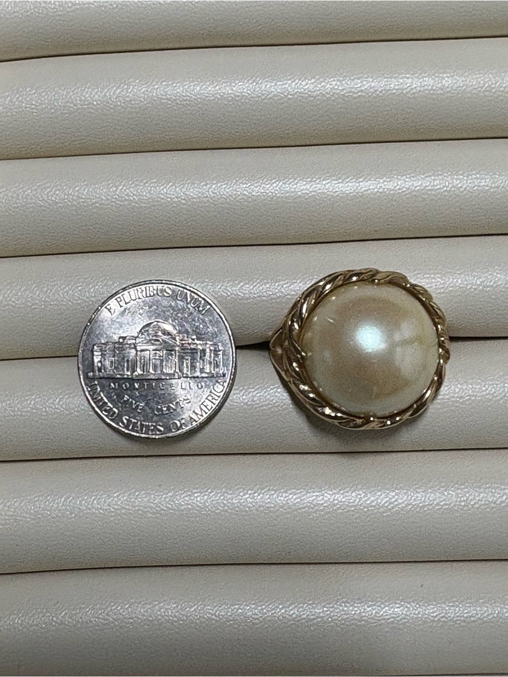 Large Pearl Dome Statement Lustrous Vintage in Sculptured Setting 18K Gold Ring